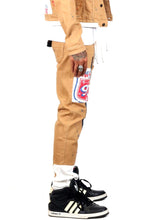 Load image into Gallery viewer, Antelope Men's graphic print patches with cut and sew cotton timber washed stretchable skinny twill pants
