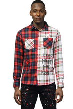 Load image into Gallery viewer, CERISE Men's Premium half &amp; half flannel Button-down Shirt
