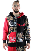 Load image into Gallery viewer, French Terry Zip Down Hoodie with Cut Block^&amp;Patches&amp;Prints
