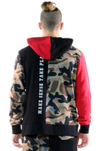 Load image into Gallery viewer, French Terry Zip Down Hoodie with Cut Block^&amp;Patches&amp;Prints
