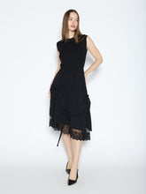 Load image into Gallery viewer, Knit Top Asymmetrical Lace Hem Dress
