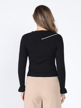 Load image into Gallery viewer, Knitted ruffle v-neck top
