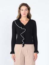 Load image into Gallery viewer, Knitted ruffle v-neck top
