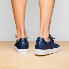 Load image into Gallery viewer, 66-266-NVY KOBE Crocodile Embossed Italian Sueded Goatskin Sneakers Navy
