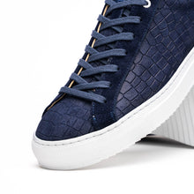 Load image into Gallery viewer, 66-266-NVY KOBE Crocodile Embossed Italian Sueded Goatskin Sneakers Navy
