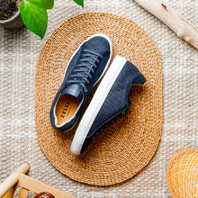 Load image into Gallery viewer, 66-266-NVY KOBE Crocodile Embossed Italian Sueded Goatskin Sneakers Navy
