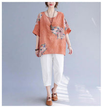 Load image into Gallery viewer, Korean Cotton Hemp Summer Half Sleeve Top - Effortlessly Stylish Comfort
