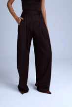 Load image into Gallery viewer, Broadway Monica Wide-Leg Virgin Wool Pants in Dark Coffee
