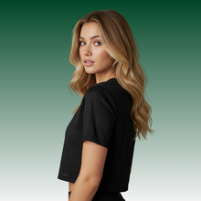 Load image into Gallery viewer, LA Gear Women’s Cropped Mesh Tee | Black

