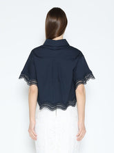 Load image into Gallery viewer, Lace Hem Short Sleeve Button-Down Shirt
