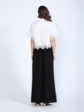 Load image into Gallery viewer, Lace Hem Short Sleeve Button-Down Shirt
