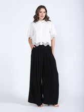 Load image into Gallery viewer, Lace Hem Short Sleeve Button-Down Shirt
