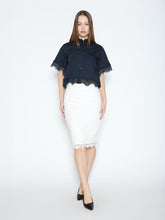 Load image into Gallery viewer, Lace Hem Short Sleeve Button-Down Shirt
