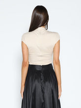 Load image into Gallery viewer, Lace Overlayed Cap Sleeve Mock Neck Top
