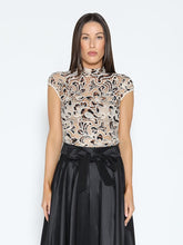 Load image into Gallery viewer, Lace Overlayed Cap Sleeve Mock Neck Top

