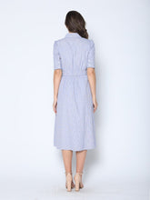 Load image into Gallery viewer, Lace Spliced Striped Tie Belted A-Line Dress
