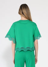 Load image into Gallery viewer, Lace Wavy Hem Short Sleeve T-Shirt
