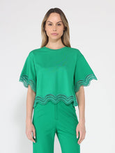 Load image into Gallery viewer, Lace Wavy Hem Short Sleeve T-Shirt
