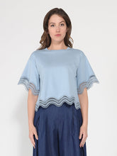 Load image into Gallery viewer, Lace Wavy Hem Short Sleeve T-Shirt
