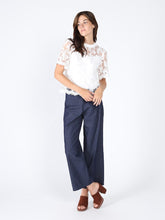 Load image into Gallery viewer, Lace Work Crew Neck Scallop Hem Top
