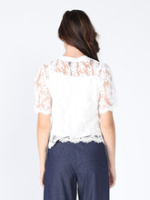 Load image into Gallery viewer, Lace Work Crew Neck Scallop Hem Top
