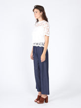 Load image into Gallery viewer, Lace Work Crew Neck Scallop Hem Top
