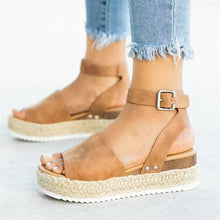 Load image into Gallery viewer, Ladies Elegant Leopard Shoes For Women High Heels Sandals Summer Flip Flop Platform Sandals High Platform Sandals Thick Bottom Belt Buckle Shoes Adjustable Strap Sandals
