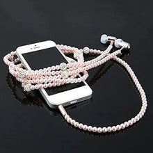 Load image into Gallery viewer, Ladies Luxury Pearl Necklace Pink Earphones With Mic Excellent Sound Quality Stereo Earphones For Everyday Use
