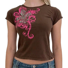 Load image into Gallery viewer, Ladies' Retro Print Crop Tee
