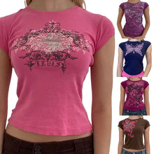 Load image into Gallery viewer, Ladies' Retro Print Crop Tee
