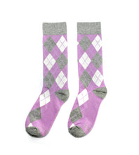 Load image into Gallery viewer, Lavender and Grey Argyle Socks
