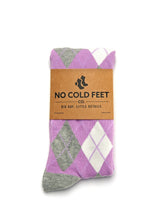 Load image into Gallery viewer, Lavender and Grey Argyle Socks
