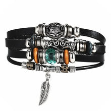 Load image into Gallery viewer, Layered Leather Charm Bracelet
