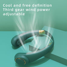 Load image into Gallery viewer, Lazy Person Leafless Neck Hanging Fan With Multiple Wind Speeds Adjustable Portable USB Charging Outdoor Small Fan Rechargeable Battery Operated Personal Fan Wearable Cooling Neck Fan Perfect for Travel
