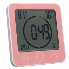 Load image into Gallery viewer, LCD Screen Waterproof Digital Bathroom Digital Bathroom Shower Kitchen Clock Timer with Alarm Waterproof for Water Splashes Visual Countdown Timer Time Management  Wall Clock Temperature Humidity Countdown Time Function Wash Shower Hanging Clocks Timer
