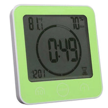 Load image into Gallery viewer, LCD Screen Waterproof Digital Bathroom Digital Bathroom Shower Kitchen Clock Timer with Alarm Waterproof for Water Splashes Visual Countdown Timer Time Management  Wall Clock Temperature Humidity Countdown Time Function Wash Shower Hanging Clocks Timer
