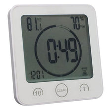 Load image into Gallery viewer, LCD Screen Waterproof Digital Bathroom Digital Bathroom Shower Kitchen Clock Timer with Alarm Waterproof for Water Splashes Visual Countdown Timer Time Management  Wall Clock Temperature Humidity Countdown Time Function Wash Shower Hanging Clocks Timer
