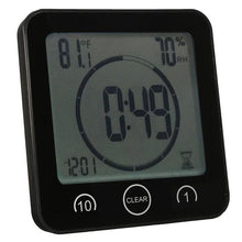 Load image into Gallery viewer, LCD Screen Waterproof Digital Bathroom Digital Bathroom Shower Kitchen Clock Timer with Alarm Waterproof for Water Splashes Visual Countdown Timer Time Management  Wall Clock Temperature Humidity Countdown Time Function Wash Shower Hanging Clocks Timer
