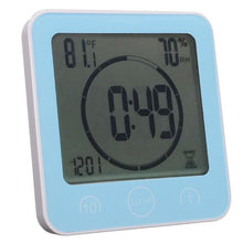 Load image into Gallery viewer, LCD Screen Waterproof Digital Bathroom Digital Bathroom Shower Kitchen Clock Timer with Alarm Waterproof for Water Splashes Visual Countdown Timer Time Management  Wall Clock Temperature Humidity Countdown Time Function Wash Shower Hanging Clocks Timer

