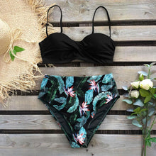 Load image into Gallery viewer, Leaf Print Bikini Female Swimsuit Women's Bathing Suits Triangle Bikini High Waist Bottoms Two Piece Swimsuits Women Swimwear Thong Push Up Bikinis Set High Waist Swimming Suits for Bathing Suit
