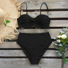 Load image into Gallery viewer, Leaf Print Bikini Female Swimsuit Women's Bathing Suits Triangle Bikini High Waist Bottoms Two Piece Swimsuits Women Swimwear Thong Push Up Bikinis Set High Waist Swimming Suits for Bathing Suit
