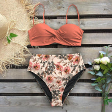 Load image into Gallery viewer, Leaf Print Bikini Female Swimsuit Women's Bathing Suits Triangle Bikini High Waist Bottoms Two Piece Swimsuits Women Swimwear Thong Push Up Bikinis Set High Waist Swimming Suits for Bathing Suit
