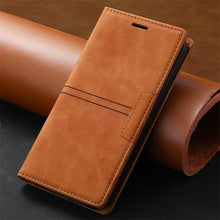 Load image into Gallery viewer, Leather Case Folding Flip Case with Kickstand Credit Card Slot Magnetic Closure Protective Case for iPhone Leather Case For iPhone 14 13 12 11 Pro Mini Flip Case Cover
