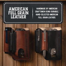 Load image into Gallery viewer, Leather EDC Pouch - Belt clip Multitool, Flashlight &amp; Pen Sheath
