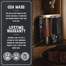 Load image into Gallery viewer, Leather EDC Pouch - Belt clip Multitool, Flashlight &amp; Pen Sheath
