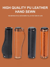 Load image into Gallery viewer, Leather Mountain Bike Scooter Bicycle Handlebar Cover Handle Grips Non-Slip Lock-on Bike Handlebar Grips Locking Non-Slip-PU Bicycle Handle Grip Bike Grips Widen Holding Surface For Cycling Mountain And Bicycles
