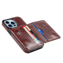 Load image into Gallery viewer, Leather Phone Cover For iPhone 13 Pro Max 12 Mini 11 XS Max XR X Luxury Brown Card Holder Protection Case Luxury Back Cover Wallet Case For Cards 3 Compartments Card Holder for Women
