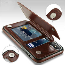 Load image into Gallery viewer, Leather Retro Card Holder Flip Cover for iPhone 11 12 13 14 Pro Max Mini Wallet Case iPhone 11 PU Leather Flip Cover Wallet Case For iPhone
