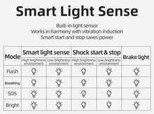 Load image into Gallery viewer, LED Bicycle Waterproof USB Charging Taillight Cycling Flashlight Auto Brake Sensing Smart Bicycle Rear Brake Lights Braking Sensing Taillights USB Rechargeable Ultra Bright LED Warning Bicycle Flashlight
