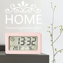 Load image into Gallery viewer, LED Digital Clock Digital Alarm Clock Battery Operated Small Desk Clocks with Smart Night Light Date Indoor Temperature LCD Electronic Clock for Bedroom  Electronic Digital Screen Desktop Clock for Home Office Backlight Snooze Desk Clocks
